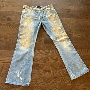 Just Cavalli Painted Distressed Relaxed Royal Denim Jeans Made in Italy IT SZ 38